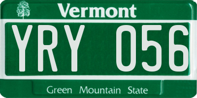 VT license plate YRY056