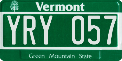 VT license plate YRY057