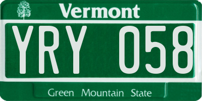 VT license plate YRY058