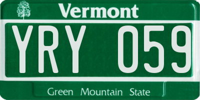 VT license plate YRY059