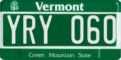 VT license plate YRY060