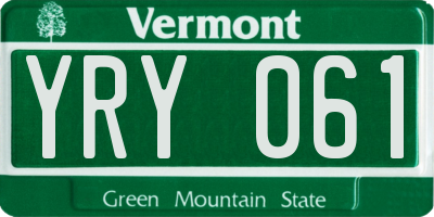 VT license plate YRY061
