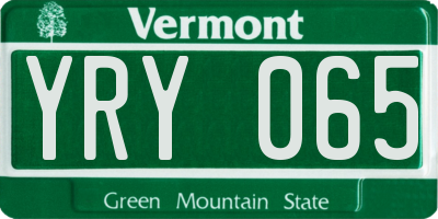 VT license plate YRY065