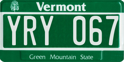 VT license plate YRY067