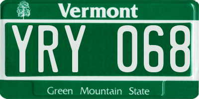 VT license plate YRY068