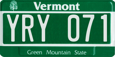 VT license plate YRY071