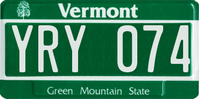 VT license plate YRY074