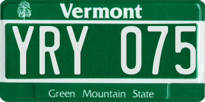 VT license plate YRY075