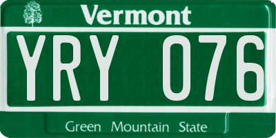 VT license plate YRY076