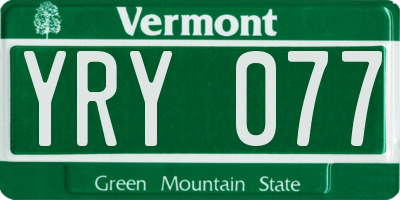 VT license plate YRY077