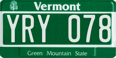 VT license plate YRY078