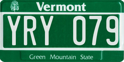 VT license plate YRY079