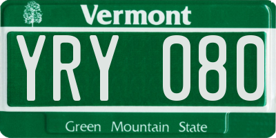 VT license plate YRY080