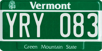 VT license plate YRY083