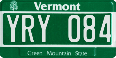VT license plate YRY084