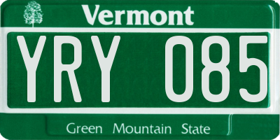 VT license plate YRY085