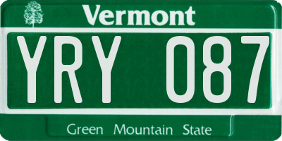 VT license plate YRY087