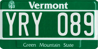 VT license plate YRY089