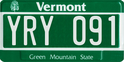 VT license plate YRY091
