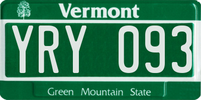 VT license plate YRY093