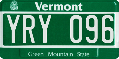 VT license plate YRY096