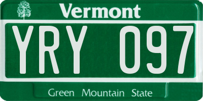 VT license plate YRY097