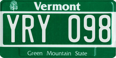 VT license plate YRY098
