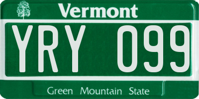 VT license plate YRY099