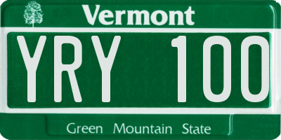 VT license plate YRY100