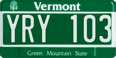 VT license plate YRY103