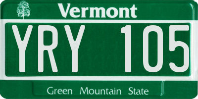 VT license plate YRY105