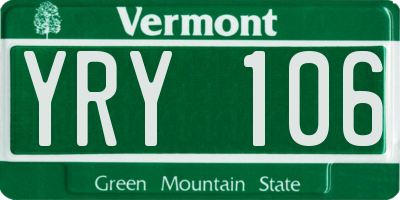 VT license plate YRY106