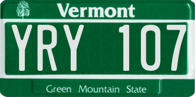 VT license plate YRY107
