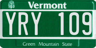 VT license plate YRY109