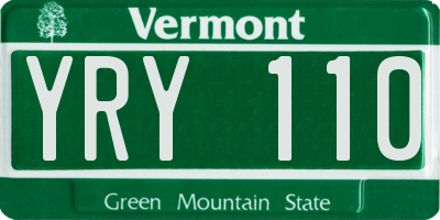 VT license plate YRY110