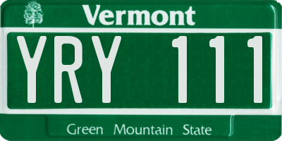 VT license plate YRY111