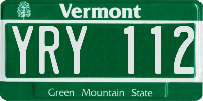 VT license plate YRY112