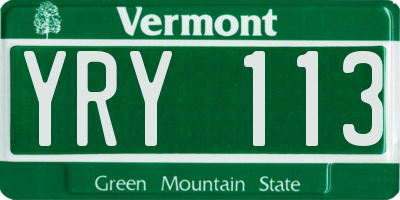 VT license plate YRY113
