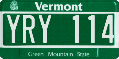 VT license plate YRY114