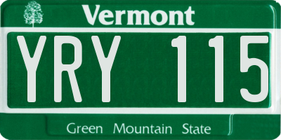 VT license plate YRY115