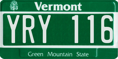 VT license plate YRY116