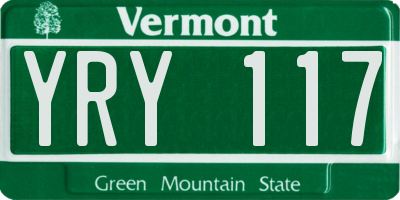 VT license plate YRY117