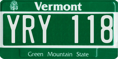 VT license plate YRY118