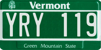 VT license plate YRY119
