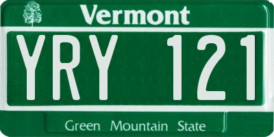 VT license plate YRY121