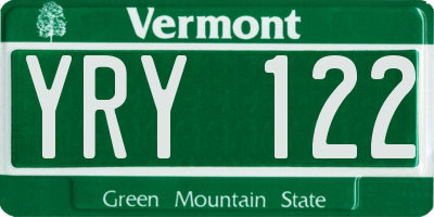 VT license plate YRY122