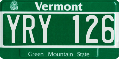 VT license plate YRY126