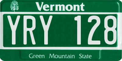 VT license plate YRY128