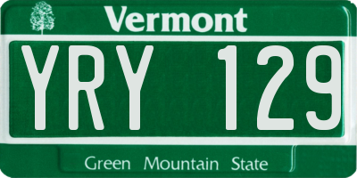 VT license plate YRY129