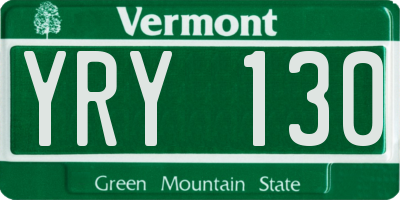 VT license plate YRY130